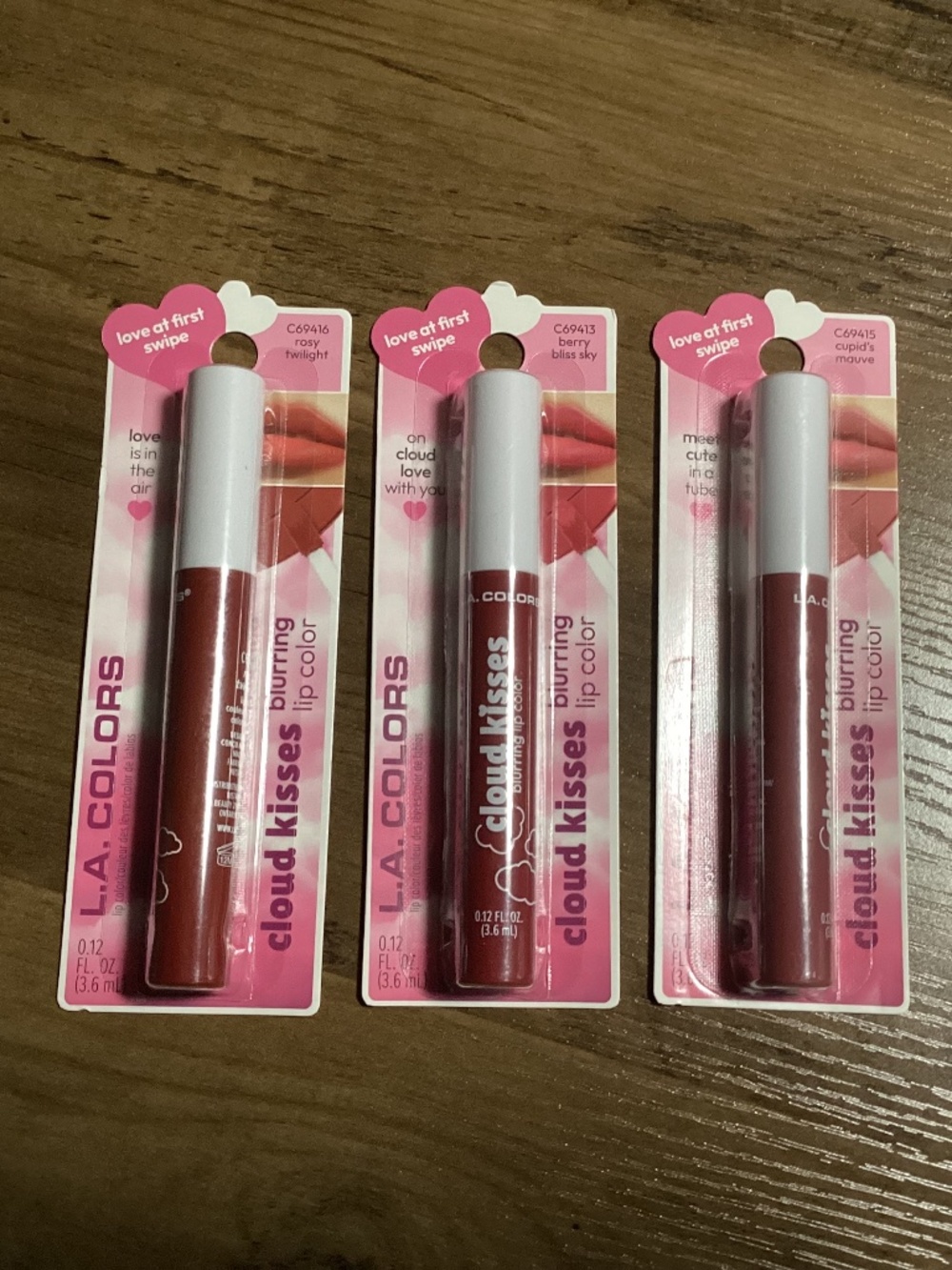L.A. Colors Cloud Kisses Blurring Lip Color Bundle 3-pack NEW